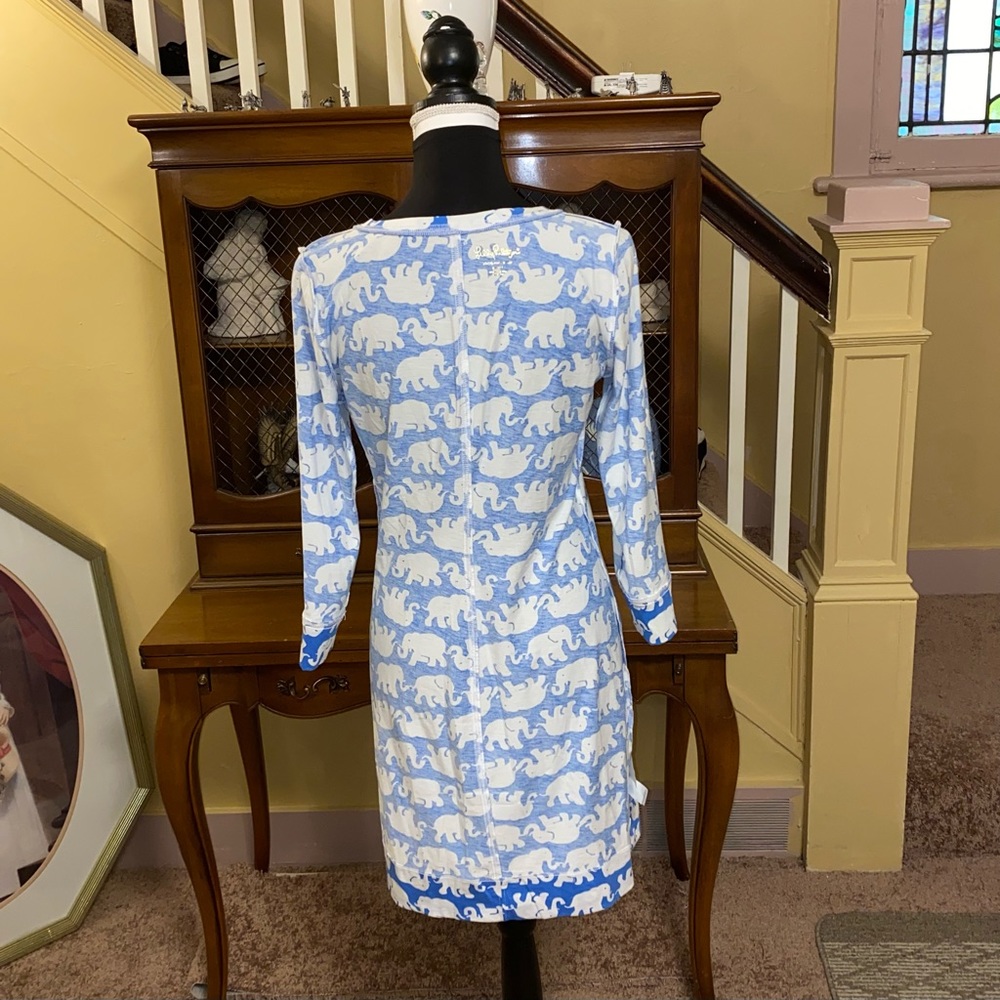 Lilly Pulitzer Blue and White Elephant Dress. - Picture 6 of 13
